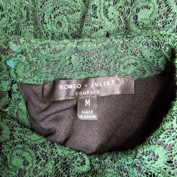 Romeo & Juliet Couture • Green Lace Open Back Dress Size M - Picture 6 of 8